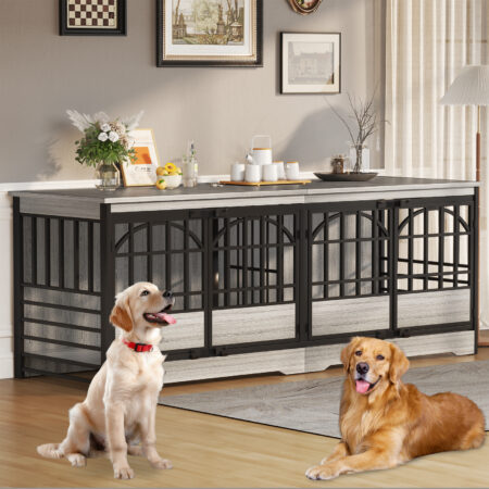86" Gray Double Dog Crate