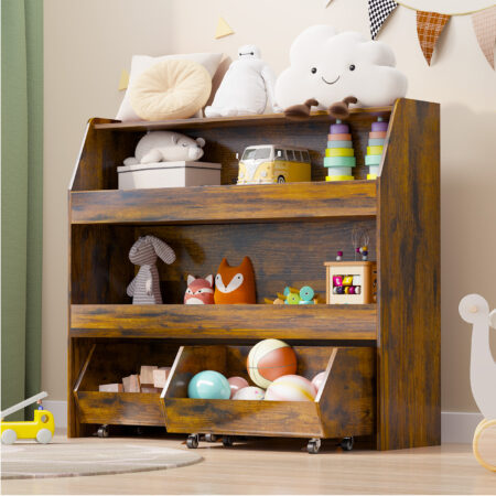 3-Tier Brown Portable Toy Storage