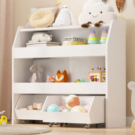 3-Tier White Toy Storage