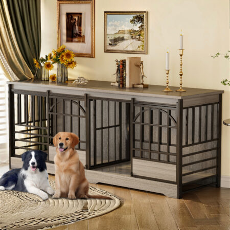 78 inch Gray Double Dog Crate