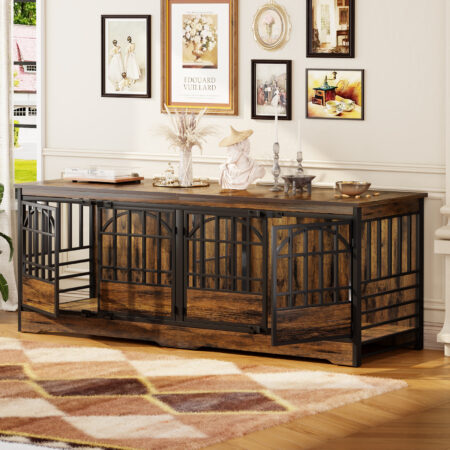 86" Brown Double Dog Crate
